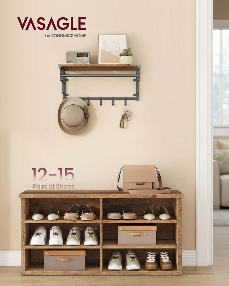 Wooden Entryway Shoe Storage Bench With Adjustable Shelves by Vasagle, 100x29x50cm