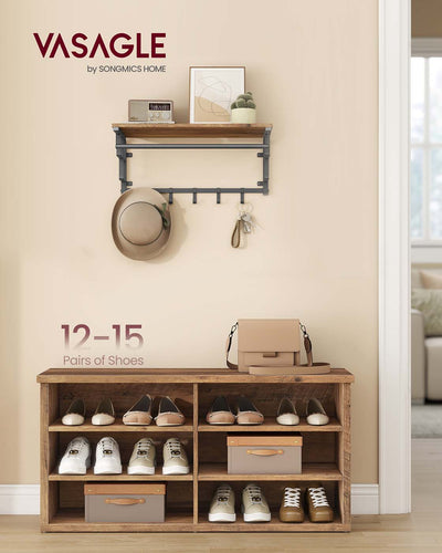 Wooden Entryway Shoe Storage Bench With Adjustable Shelves by Vasagle, 100x29x50cm