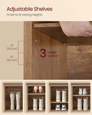 Wooden Entryway Shoe Storage Bench With Adjustable Shelves by Vasagle, 100x29x50cm