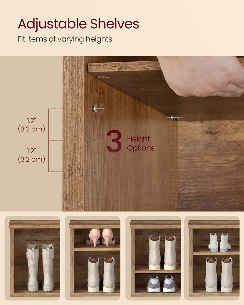 Wooden Entryway Shoe Storage Bench With Adjustable Shelves by Vasagle, 100x29x50cm