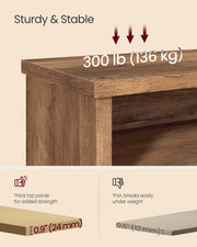 Wooden Entryway Shoe Storage Bench With Adjustable Shelves by Vasagle, 100x29x50cm