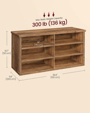 Wooden Entryway Shoe Storage Bench With Adjustable Shelves by Vasagle, 100x29x50cm