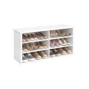 Wooden Shoe Storage Bench with Adjustable Shelves for Hallway or Entryway by Vasagle
