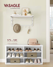 Wooden Shoe Storage Bench with Adjustable Shelves for Hallway or Entryway by Vasagle