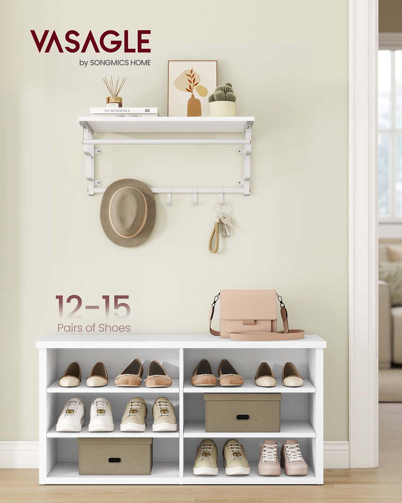 Wooden Shoe Storage Bench with Adjustable Shelves for Hallway or Entryway by Vasagle