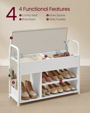 Wooden Shoe Storage Bench with Lift Up Lid and Hidden Compartment by Vasagle