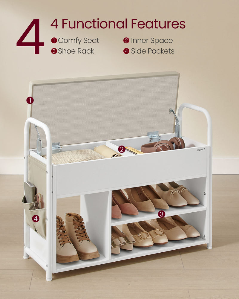 Wooden Shoe Storage Bench with Lift Up Lid and Hidden Compartment by Vasagle
