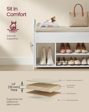 Wooden Shoe Storage Bench with Lift Up Lid and Hidden Compartment by Vasagle