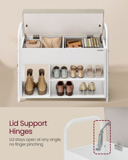 Wooden Shoe Storage Bench with Lift Up Lid and Hidden Compartment by Vasagle