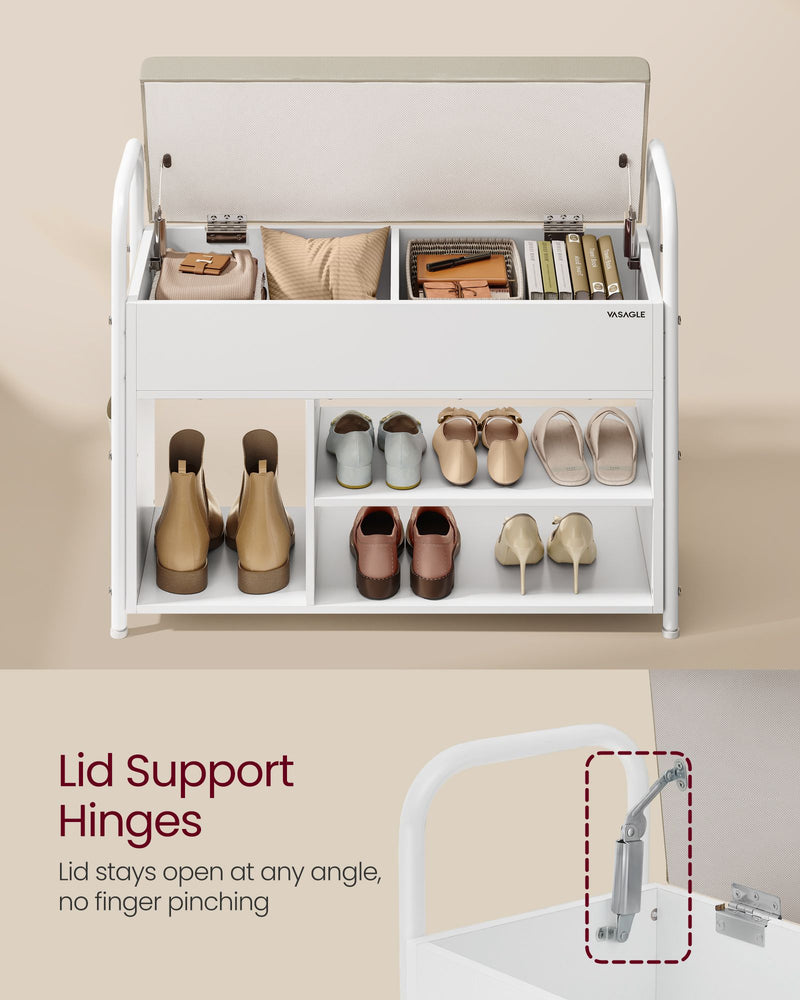 Wooden Shoe Storage Bench with Lift Up Lid and Hidden Compartment by Vasagle
