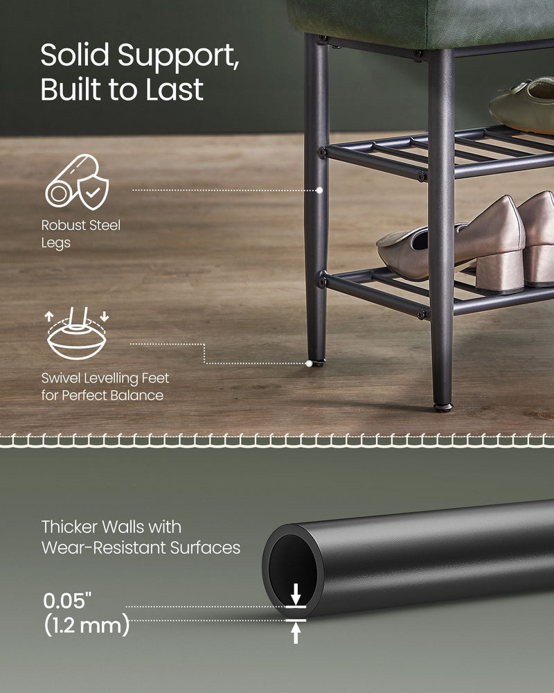 Shoe Bench with Cushioned Seat and Storage Shelf for Entryway or Hallway by Vasagle