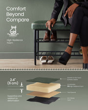 Shoe Bench with Cushioned Seat and Storage Shelf for Entryway or Hallway by Vasagle
