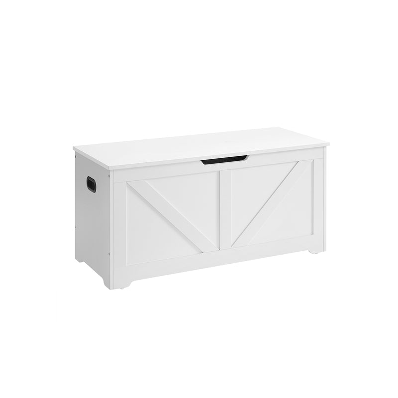 White Storage Bench with Safety Hinges Blanket Box for Bedroom or Hallway by Vasagle 100x40x46cm 