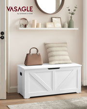 White Storage Bench with Safety Hinges Blanket Box for Bedroom or Hallway by Vasagle 100x40x46cm 