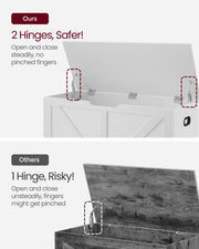 White Storage Bench with Safety Hinges Blanket Box for Bedroom or Hallway by Vasagle 100x40x46cm 