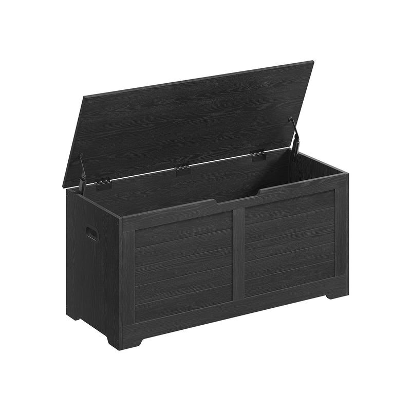 Black Wooden Storage Chest 100 cm Wide with Dual Safety Hinges for Entryway by Vasagle