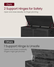 Black Wooden Storage Chest 100 cm Wide with Dual Safety Hinges for Entryway by Vasagle