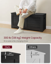 Black Wooden Storage Chest 100 cm Wide with Dual Safety Hinges for Entryway by Vasagle