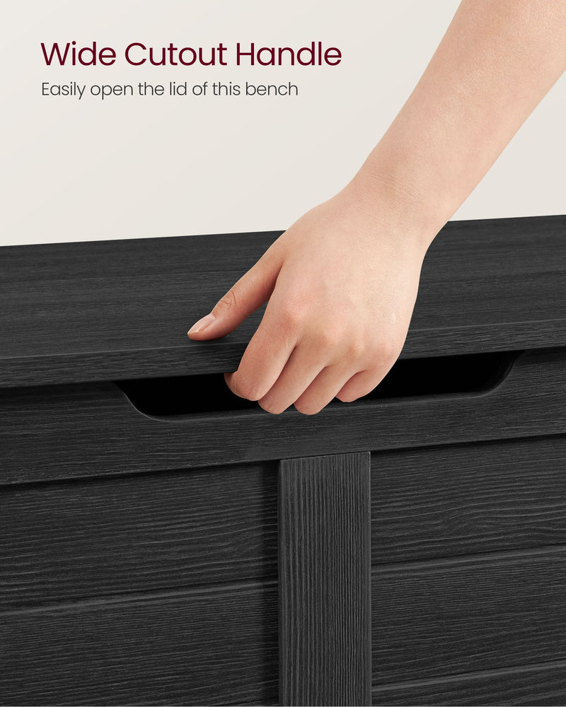 Black Wooden Storage Chest 100 cm Wide with Dual Safety Hinges for Entryway by Vasagle