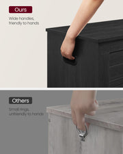 Black Wooden Storage Chest 100 cm Wide with Dual Safety Hinges for Entryway by Vasagle