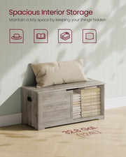 100 cm Wide Storage Chest with Safety Hinges and Lift-Top in Heather Greige by Vasagle