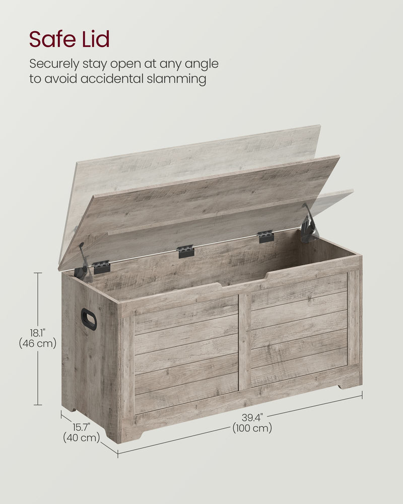 100 cm Wide Storage Chest with Safety Hinges and Lift-Top in Heather Greige by Vasagle