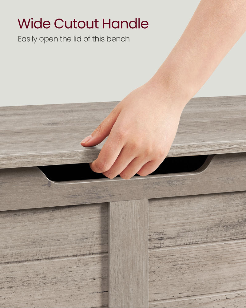 100 cm Wide Storage Chest with Safety Hinges and Lift-Top in Heather Greige by Vasagle