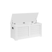 White Storage Bench with Lift-Top Compartment for Entryway or Bedroom by Vasagle