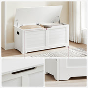 White Storage Bench with Lift-Top Compartment for Entryway or Bedroom by Vasagle
