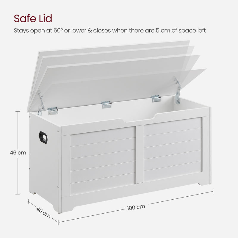 White Storage Bench with Lift-Top Compartment for Entryway or Bedroom by Vasagle