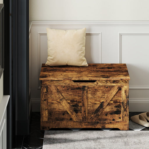 Wooden Storage Chest with Safety Hinges and Bench Seat for Bedroom or Hallway by Vasagle
