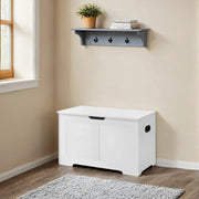 White Wooden Storage Chest with Safety Hinges and Bench Seat for Bedroom or Hallway by Vasagle, 40 x 80 x 46cm