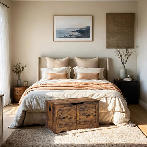 Wooden Storage Chest Trunk with Safety Hinges and Seat Bench for Hallway Bedroom by Vasagle