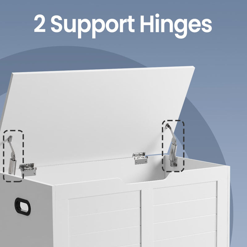 Wooden Storage Chest with Safety Hinges and Bench Seat for Bedroom or Hallway by Vasagle