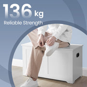 Wooden Storage Chest with Safety Hinges and Bench Seat for Bedroom or Hallway by Vasagle