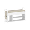 Wooden Shoe Storage Bench with Hidden Compartment and Cushioned Seat by Vasagle