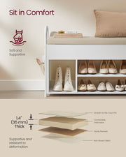 Wooden Shoe Storage Bench with Hidden Compartment and Cushioned Seat by Vasagle