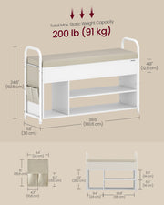Wooden Shoe Storage Bench with Hidden Compartment and Cushioned Seat by Vasagle