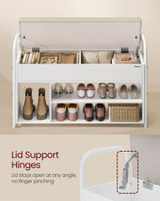 Wooden Shoe Storage Bench with Hidden Compartment and Cushioned Seat by Vasagle