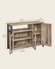Sideboard Kitchen Cabinet - Rustic Style Black Metal Frame - 110 x 33 x 75cm VASAGLE