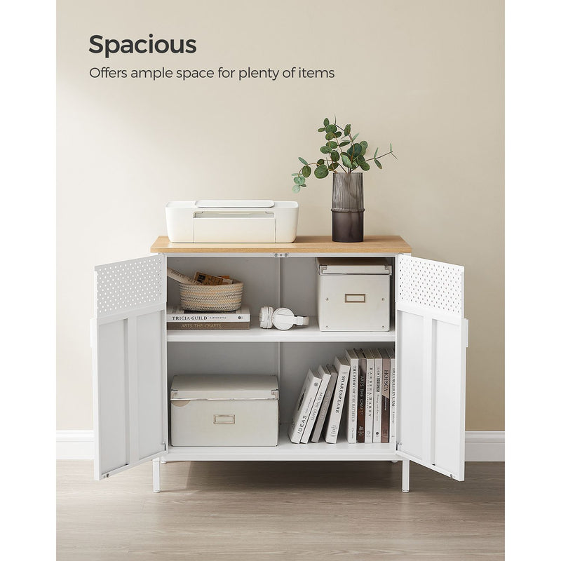 Freestanding Storage Cabinet with Double Doors and Adjustable Shelves for Home by Vasagle