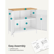 Freestanding Storage Cabinet with Double Doors and Adjustable Shelves for Home by Vasagle