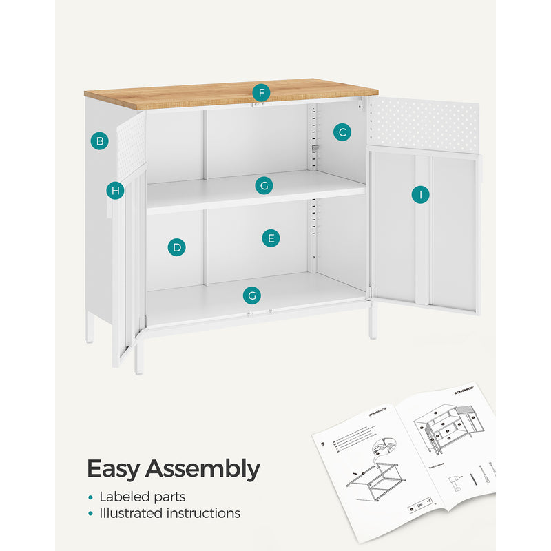 Freestanding Storage Cabinet with Double Doors and Adjustable Shelves for Home by Vasagle