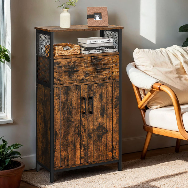 Industrial Storage Cabinet with Drawer and Adjustable Shelf for Bathroom or Hallway by Vasagle