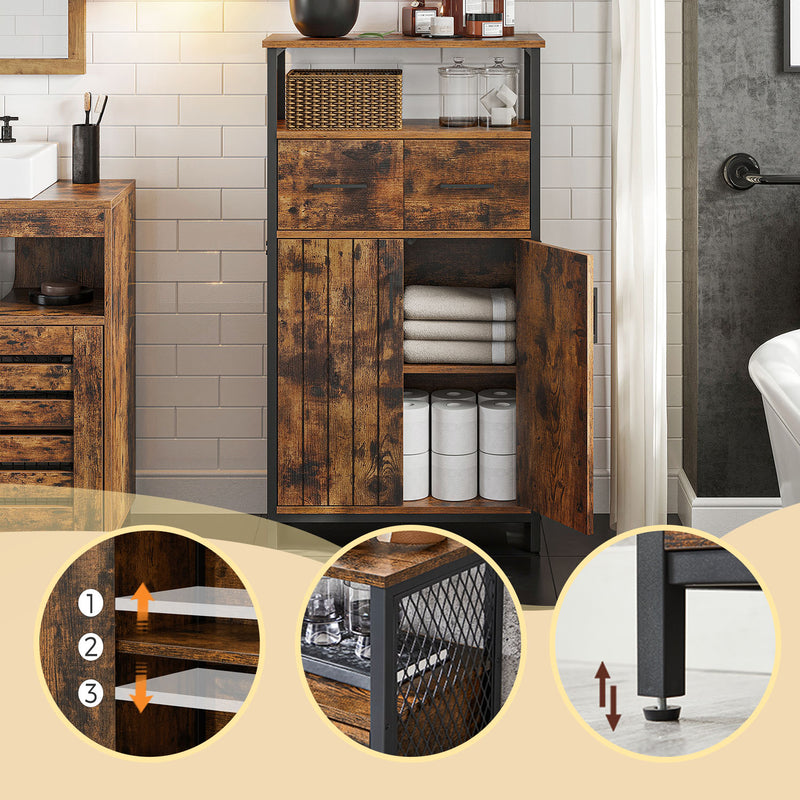 Industrial Storage Cabinet with Drawer and Adjustable Shelf for Bathroom or Hallway by Vasagle