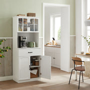Freestanding White Kitchen Cabinet with Glass Doors and Adjustable Shelves by Vasagle