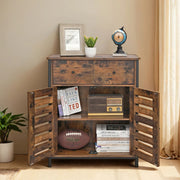 Brown Kitchen Storage Cabinet with Drawer and Louvered Doors for Home by Vasagle