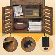 Brown Kitchen Storage Cabinet with Drawer and Louvered Doors for Home by Vasagle