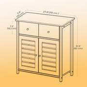 Brown Kitchen Storage Cabinet with Drawer and Louvered Doors for Home by Vasagle