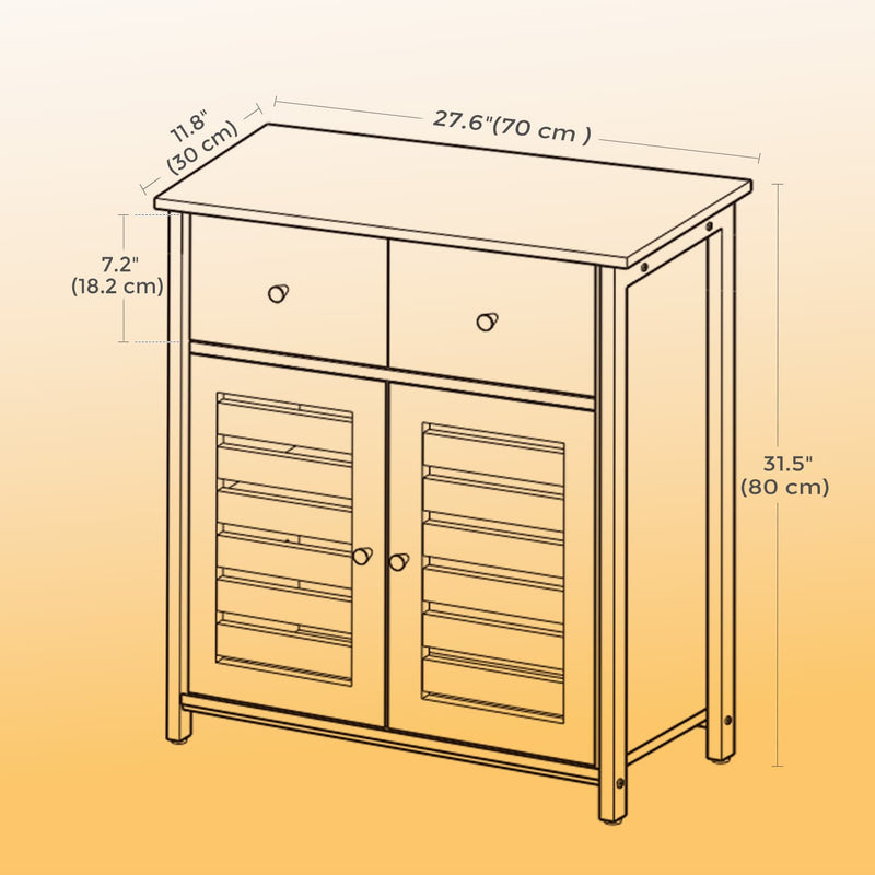 Brown Kitchen Storage Cabinet with Drawer and Louvered Doors for Home by Vasagle